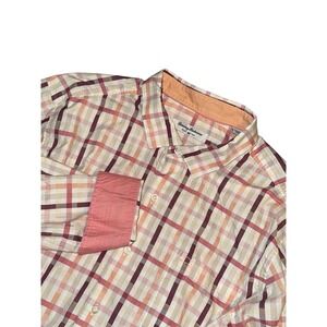 Tommy Bahama Sea Break Pima Cotton Button Up Shirt XL Mens Plaid Long Sleeve